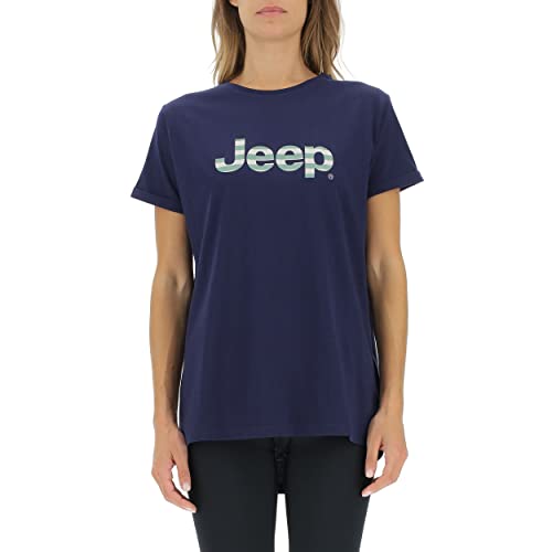 JEEP O102611-A184 J Woman T-Shirt Oversize Striped Print Turn-up Sleeve J22W Deep Blue XS von Jeep