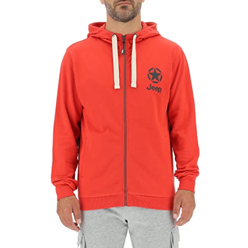 JEEP O102572-R699 J Man Hooded Sweatshirt Full Zip Star&JEEP Small Print J22W Mars Red/Black M von Jeep