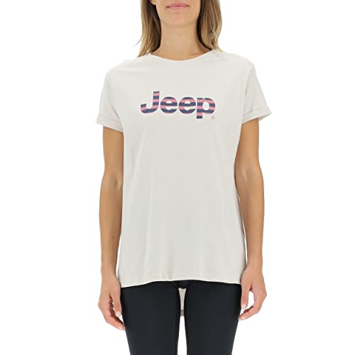 JEEP O102611-J863 J Woman T-Shirt Oversize Striped Print Turn-up Sleeve J22W Light Graystone L JEEP O102611-J863 J Woman T-Shirt Oversize Striped Print Turn-up Sleeve J22W Light Graystone L von Jeep