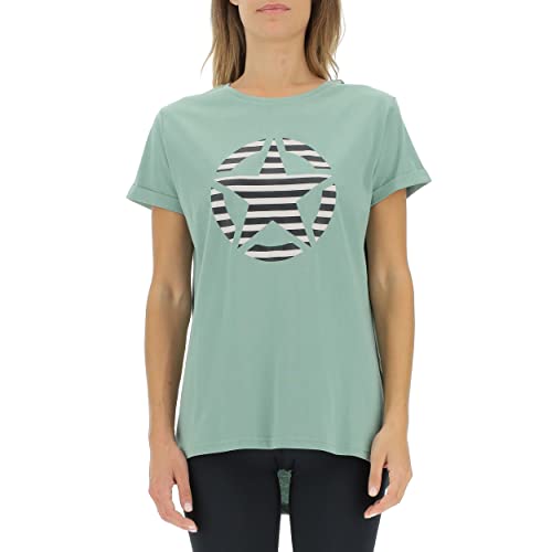 JEEP O102613-E854 J Woman T-Shirt Oversize Star Striped Print Turn-up Sleeve J22W Jade Green M JEEP O102613-E854 J Woman T-Shirt Oversize Star Striped Print Turn-up Sleeve J22W Jade Green M von Jeep
