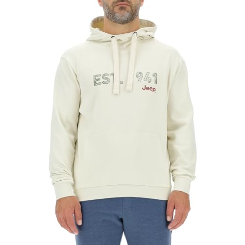 JEEP O102888-W497 J Herren Kapuzenpullover EST.1941 Großer Aufdruck J23W Birch White XXL von Jeep