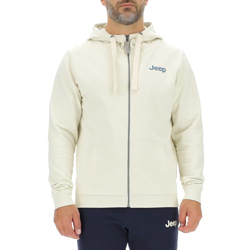 JEEP O102890-W497 J Herren Kapuzen-Sweatjacke - Rückendruck, Star & Grille Pilzhintergrund J23W Birch White XXL von Jeep