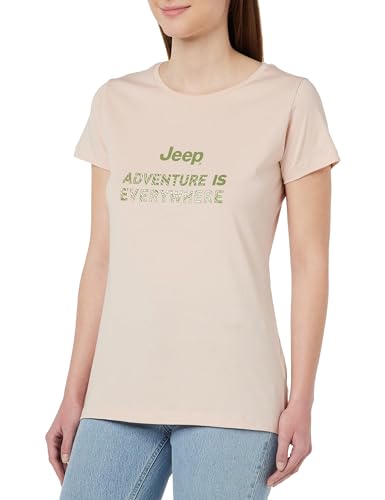 JEEP O102925-P558 J Damen T-Shirt Adventure is Everywhere Großer Aufdruck Holzring J23W Powder Rose XL von Jeep