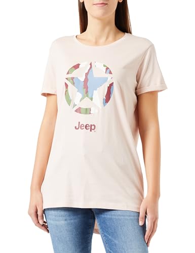 JEEP O102927-P558 J Damen T-Shirt Oversize - Star Aufdruck Baumrinde Camouflage Hintergrund - Ärmel hochgekrempelt J23W Powder Rose XL JEEP O102927-P558 J Damen T-Shirt Oversize - Star Aufdruck Baumrinde Camouflage Hintergrund - Ärmel hochgekrempelt J23W Powder Rose XL von Jeep