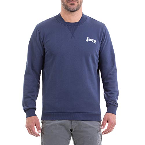 Jeep Herren Girocollo Invernale Con Collo Taglio Bomber E Stampa Logo Vintage Pullover, Mood Indigo/Light Gr, S von Jeep