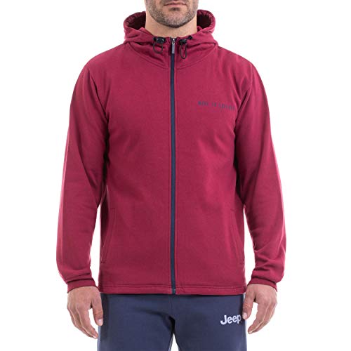 Jeep Herren Invernale Cappuccio E Zip Con Slogan Petto E Logo Stampato Sul Fianco Destro Per Pullover, Pomegranate/Mood Ind, S Jeep Herren Invernale Cappuccio E Zip Con Slogan Petto E Logo Stampato Sul Fianco Destro Per Pullover, Pomegranate/Mood Ind, S von Jeep