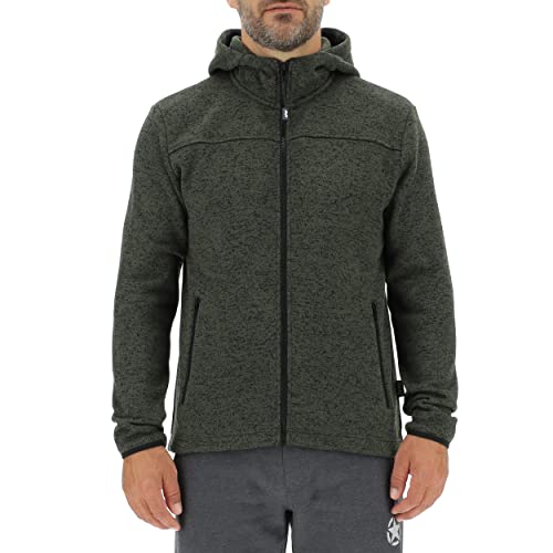 JEEP O102558-E028 J MAN HOODED TRICOT FLEECE JACKET W/Zipped Pockets J22W Green Melange L von Jeep