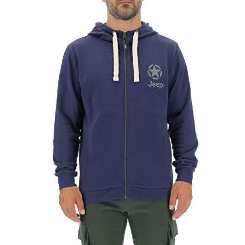 Jeep O102572-K878 J Man Hooded Sweatshirt Full Zip Star&JEEP Small Print J22W Deep Blue/Agave Blue L von Jeep