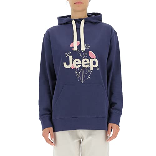 JEEP O102606-A184 J Woman Hooded Oversize Sweatshirt Botanical Print J22W Deep Blue M JEEP O102606-A184 J Woman Hooded Oversize Sweatshirt Botanical Print J22W Deep Blue M von Jeep