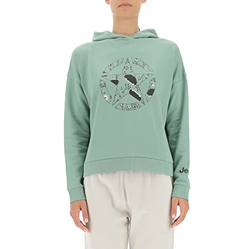 JEEP O102607-E854 J Woman Hooded Cropped Sweatshirt Star Botanical Print J22W Jade Green L JEEP O102607-E854 J Woman Hooded Cropped Sweatshirt Star Botanical Print J22W Jade Green L von Jeep