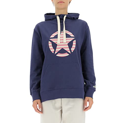 JEEP O102608-A184 J Woman Hooded Oversize Sweatshirt Star Striped Print J22W Deep Blue S JEEP O102608-A184 J Woman Hooded Oversize Sweatshirt Star Striped Print J22W Deep Blue S von Jeep
