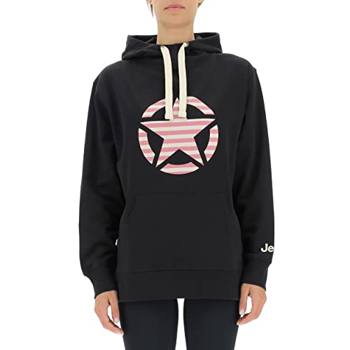 JEEP O102608-B000 J Woman Hooded Oversize Sweatshirt Star Striped Print J22W Black L JEEP O102608-B000 J Woman Hooded Oversize Sweatshirt Star Striped Print J22W Black L von Jeep