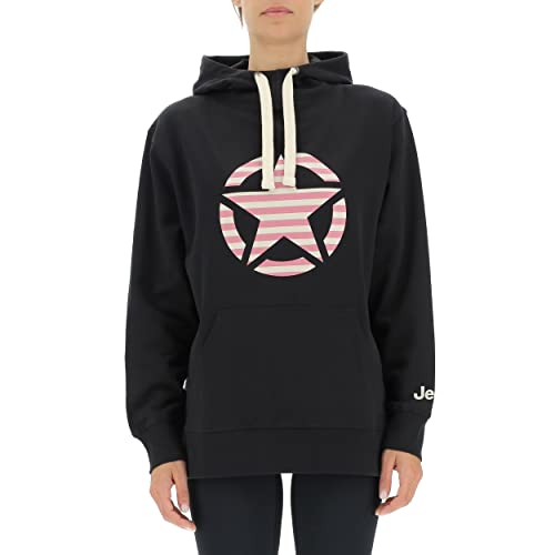 JEEP O102608-B000 J Woman Hooded Oversize Sweatshirt Star Striped Print J22W Black L von Jeep