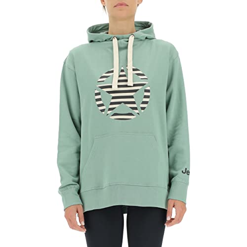 JEEP O102608-E854 J Woman Hooded Oversize Sweatshirt Star Striped Print J22W Jade Green S JEEP O102608-E854 J Woman Hooded Oversize Sweatshirt Star Striped Print J22W Jade Green S von Jeep