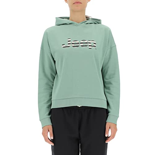 JEEP O102609-E854 J Woman Hooded Cropped Sweatshirt Striped Print J22W Jade Green M JEEP O102609-E854 J Woman Hooded Cropped Sweatshirt Striped Print J22W Jade Green M von Jeep