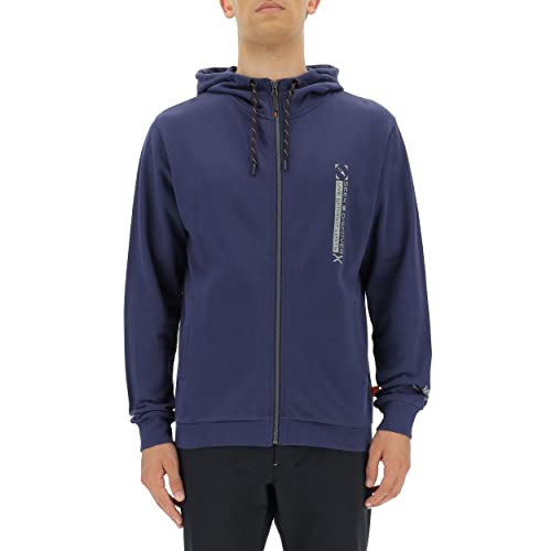 JEEP O102625-K882 XP Man Hooded Sweatshirt Full Zip Seek&Discovery Small Vertical Print JX22A Deep Blue/Natural Gr M von Jeep