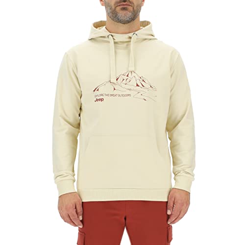 JEEP O102718-M505 J Herren-Kapuzensweatshirt Mountains „Explore The Great Oudoors“ Großdruck J23S Almond/Red Ochre XL von Jeep