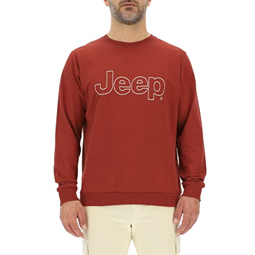 JEEP O102724-R760 J Herren-Sweatshirt MIT Rundhalsausschnitt Outline Large Print J23S Red Ochre/Almond L von Jeep