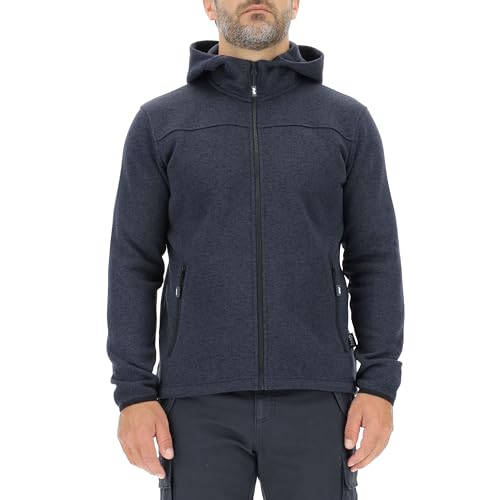 JEEP O102880-A099 J HERREN TRIKOT-FLEECE JACKE MIT KAPUZE und Reißverschlusstaschen Etikett J23W Blue Melange XL von Jeep