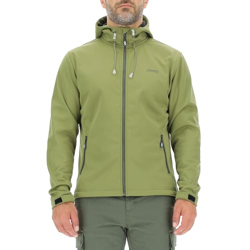 JEEP O102882-E100 J HERREN KAPUZEN SOFTSHELL JACKE mit Reißverschlusstaschen kleiner Aufdruck J23W Olive Green M von Jeep