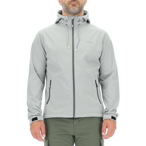 JEEP O102882-G229 J HERREN KAPUZEN SOFTSHELL JACKE mit Reißverschlusstaschen kleiner Aufdruck J23W Medium Grey XL von Jeep