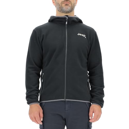 JEEP O102884-B000 J HERREN POLAR FLEECE JACKE MIT KAPUZE und Reißverschlusstaschen Kleine Stickerei J23W Black M von Jeep