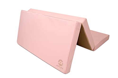 Jeflex - pink/beige klappbare Weichbodenmatte & Turnmatte 150 x 100 x 8 cm MADE IN GERMANY/faltbare Gymnastikmatte/platzsparende Fitnessmatte & faltbare Yogamatte/dicke Sportmatte für Kinderzimmer von Jeflex