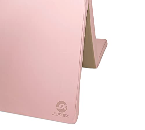 Jeflex - pink/beige klappbare Weichbodenmatte & Turnmatte 210 x 100 x 8 cm MADE IN GERMANY/faltbare Gymnastikmatte/platzsparende Fitnessmatte & faltbare Yogamatte/dicke Sportmatte für Kinderzimmer von Jeflex