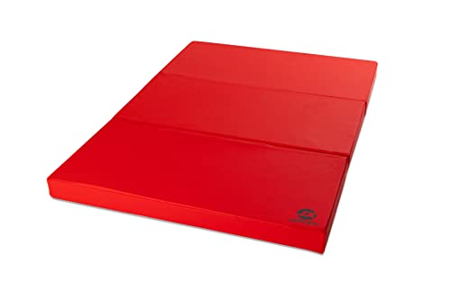 Jeflex - rot schwarze klappbare Weichbodenmatte & Turnmatte 150 x 100 x 8 cm MADE IN GERMANY/faltbare Gymnastikmatte/platzsparende Fitnessmatte & faltbare Yogamatte/dicke Sportmatte für Kinderzimmer von Jeflex