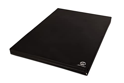 Jeflex - schwarze Weichbodenmatte & Turnmatte 150 x 100 x 8 cm MADE IN GERMANY/faltbare Gymnastikmatte/platzsparende Fitnessmatte & faltbare Yogamatte/dicke Sportmatte für Kinderzimmer von Jeflex