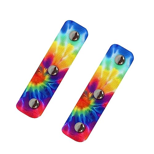 Jeiento Gepäckgriffbandagen aus PU-Leder mit Metallverschlüssen, Regenbogenfarben, Batikdruck, Handtaschengriffe, Anti-Schnapp-Handschuhe, 2 Stück von Jeiento