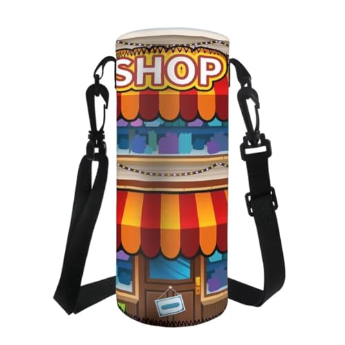 Jeiento Shop-Muster Wasserflaschen-Tragetasche, Crossbody-Tasche für Wasserflaschen, Schultertasche, für Outdoor, Camping, Wandern, Radfahren, Angeln, Reisen, Sport von Jeiento