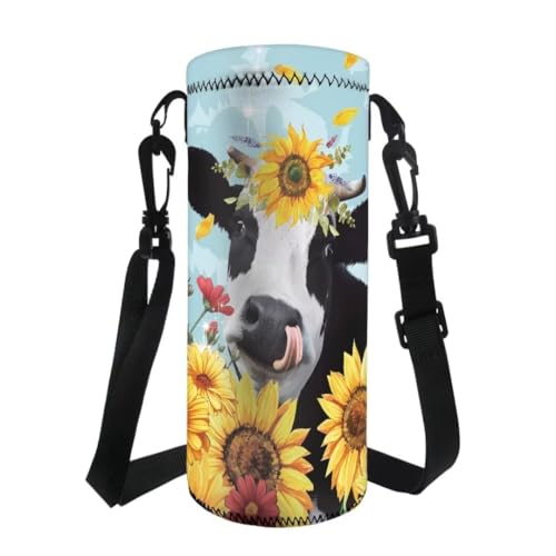 Jeiento Wasserflaschenhalter mit Sonnenblumen-Motiv, leicht, für Wandern, Camping, Angeln, Gelb von Jeiento