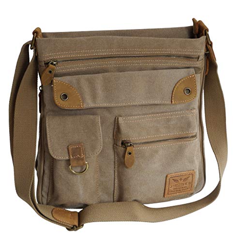 Canvas Schulter Tasche von Jennifer Jones - geräumige Umhängetasche Messengerbag Vintage Handtasche - Denim (Natur) - präsentiert von ZMOKA® von Jennifer Jones - präsentiert von ZMOKA