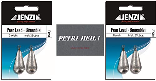 .Jenzi Set: 2 Packungen Birnenblei, 50 Gramm, 2 x 2 Stück,mit Wirbel/Öse .+ gratis Petri Heil! Aufkleber .Jenzi Set: 2 Packungen Birnenblei, 50 Gramm, 2 x 2 Stück,mit Wirbel/Öse .+ gratis Petri Heil! Aufkleber von .Jenzi
