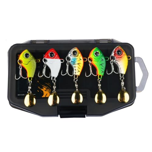 JIG -Köpfe zum Angeln 5pcs künstliche realistische Eisfischerei -Jigs mit 3D -Auge und 360 ° Glitzer Spinner tragbarer professioneller scharfer Fischereiköder mit Aufbewahrungsbox für Angelbegeistert von Jeorywoet