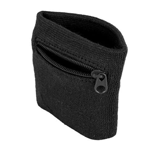 Reißverschluss Handgelenkbeutel, Sport -Fitness -Basketball -Armband -Armbänder Schweißbänder Wrap Wrap Wallet mit Reißverschluss in Tasten, ID, Karten, Bargeld (schwarz), von Jeorywoet