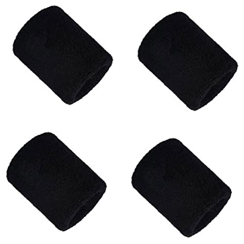 Sport Armband Fitnessstudio Running Absorption Schweißbänder Baumwolle Übung Wrap für Männer Frauen 4pcs, Schwarze Armbänder von Jeorywoet