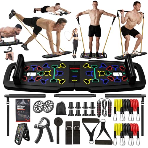 Tragbares Liegestützplatte, Liegestütze Brett mit 36 Gym-Zubehörteilen,22-in-1 Push Up Board, Pilates-Stange, Fitnessbänder, Bauchtrainer,Home Gym Strength Trainer Tragbares Liegestützplatte, Liegestütze Brett mit 36 Gym-Zubehörteilen,22-in-1 Push Up Board, Pilates-Stange, Fitnessbänder, Bauchtrainer,Home Gym Strength Trainer von Jerylota