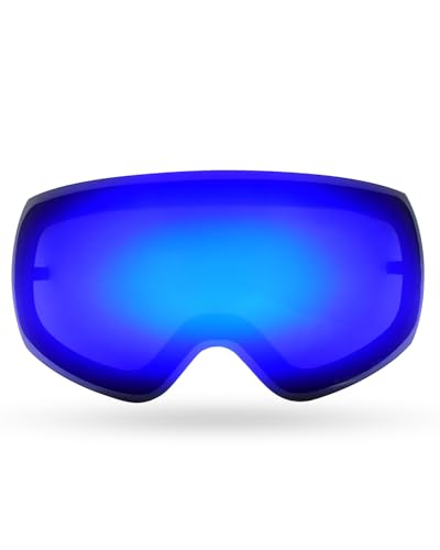 JetBlaze Ersatzgläser für Skibrille mit Wechselglas Sphärisch Verspiegelt Blaue Linse von JetBlaze