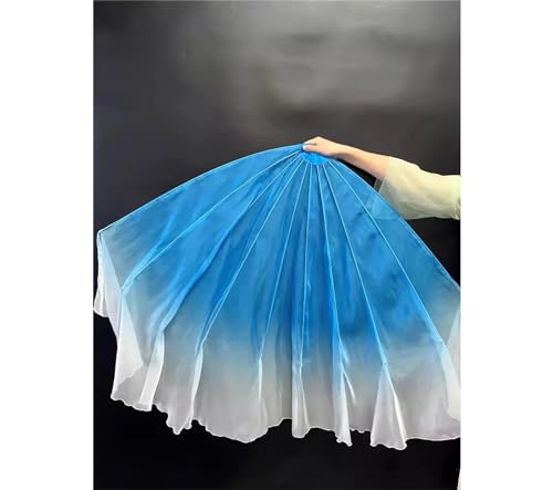 JgYiAngBq Bauchtanz-Fächer, großer Bauchtanz-Fächer, Schleier, weicher Chiffon-Stoff, biegsamer Stab, Bühnenaufführungs-Requisiten, Tanzzubehör(Sky Blue White,95cm) von JgYiAngBq