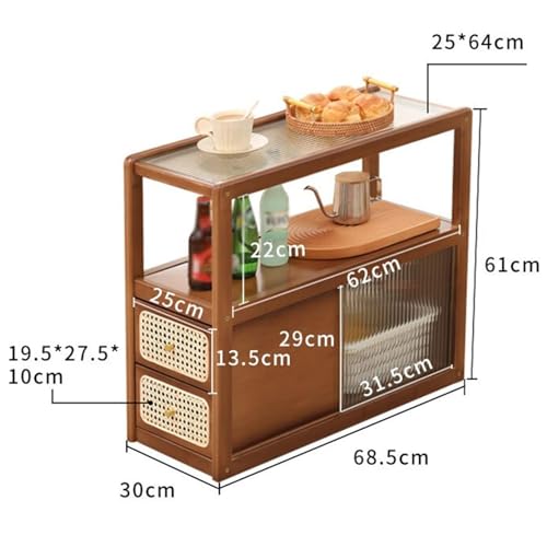 JiaWtyo Rattan-Nachttisch, Akzent-Nachttische, Couchtische aus Glas, Beistelltisch aus Holz mit Stauraum, für kleine Räume, Wohnzimmer und Schlafzimmer,B von JiaWtyo