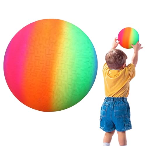 PVC Regenbogen Ball,Bouncy Kickball,Bouncy Kickball,PVC Kinder Spielball,9 Zoll Mehrfarbig Regenbogen Ball Kinder,Fußball Softball,Kickbälle Handball für Drinnen/Draußen,für Kinder/Erwachsen,1 Stück von Jiakalamo