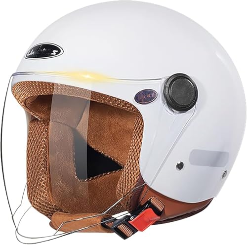 3/4 Retro-Motorradhelm,Rollerhelm Mit Visier,ECE Zulassung Retro-Jet-Helm Für Damen Und Herren,Moped,Motorrad ATV, Moped C,S/(55~56cm) von JianJud