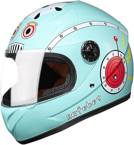 Kinder-Motorradhelm, Kinder-Jet-Helm Mit ECE-Zertifizierung, Roller-Helm Mit Visier, Leichter Motorrad-Helm Für Kinder Im Alter Von 5–14 Jahren B,48-52cm von JianJud