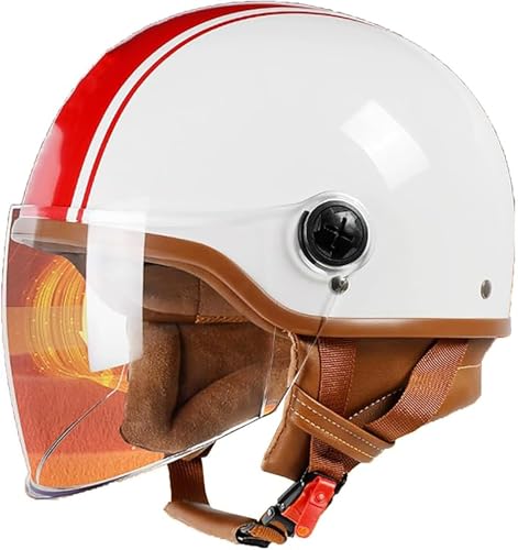 Offener Motorradhelm - Roller-Motorrad-Jethelm Für Männer Und Frauen Mit Sonnenblende - E-Bike- Und Rennrad-Straßenzulassung ECE 22.06-Geprüfte Motorradhelme A,XL/(61~62cm) von JianJud