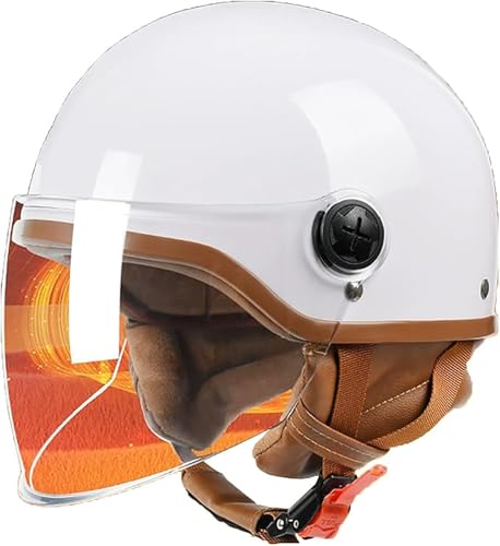 Offener Motorradhelm - Roller-Motorrad-Jethelm Für Männer Und Frauen Mit Sonnenblende - E-Bike- Und Rennrad-Straßenzulassung ECE 22.06-Geprüfte Motorradhelme D,S/(55~56cm) von JianJud