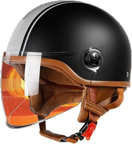 Offener Motorradhelm - Roller-Motorrad-Jethelm Für Männer Und Frauen Mit Sonnenblende - E-Bike- Und Rennrad-Straßenzulassung ECE 22.06-Geprüfte Motorradhelme E,M/(57~58cm) von JianJud