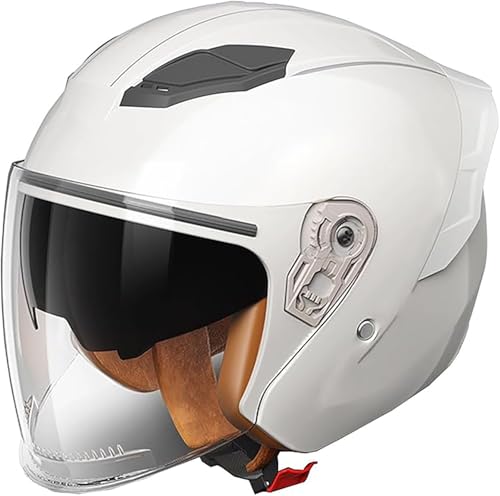 Retro Motorrad Jet-Helm 3/4 Halbhelm Moped Pilot Helm Jethelme Mit Sonnenblende Brille Vintage Roller Jethelm Cruiser Chopper DOT Approved E,XL/(61~62cm) von JianJud