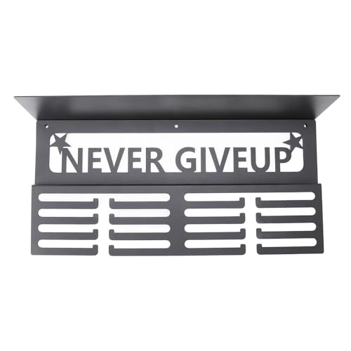 Jiawu Medaillen-Aufhänger, „Never Give Up“-Medaillenständer aus Metall mit 16 Haken, an der Wand Montierter Medaillenständer für über 64 Medaillen, Sport-Medaillenhalter für Gymnastik von Jiawu